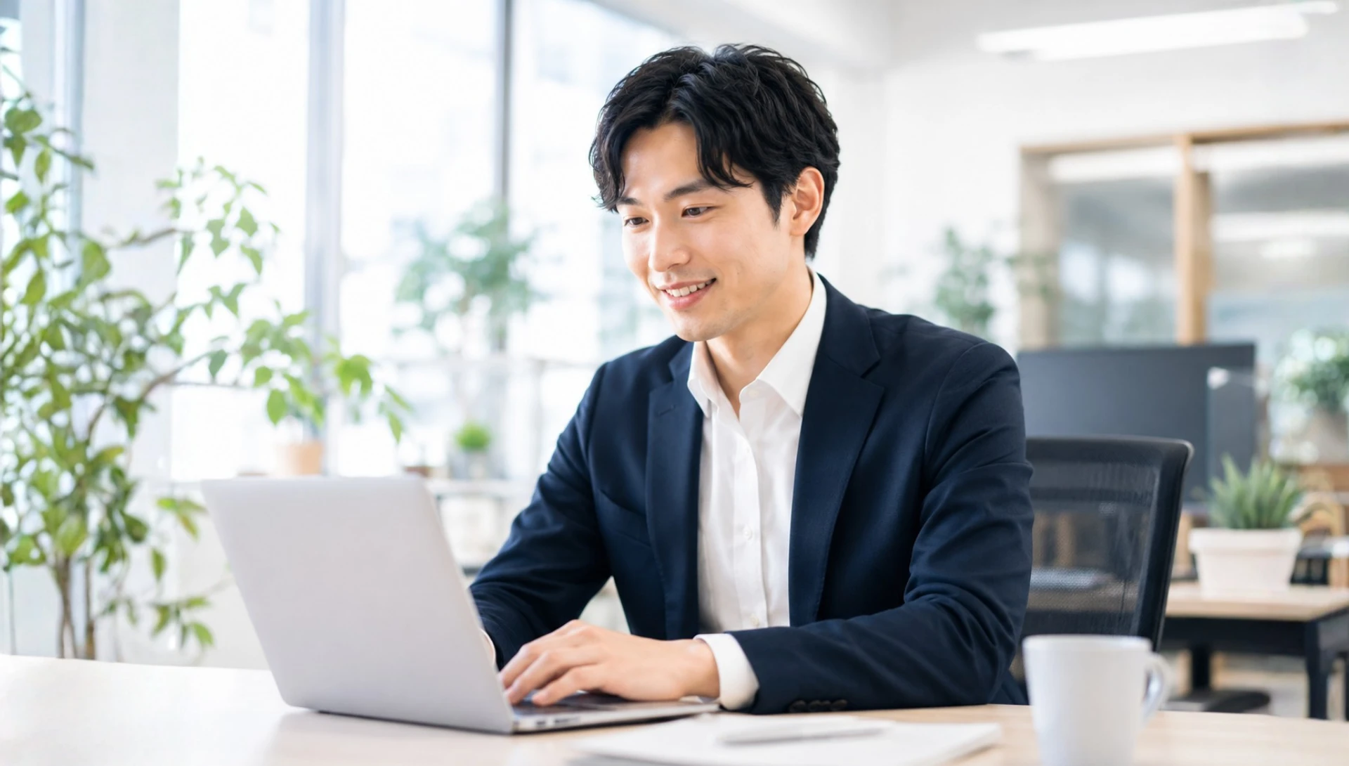 リモートワークをする男性たち